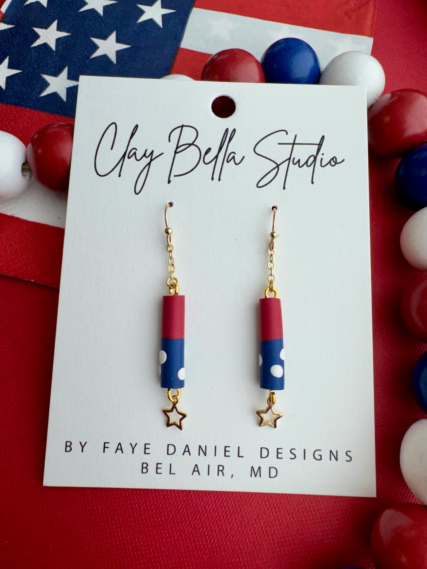 Red, White & Beautiful Summer Star Earrings