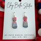 Red, White & Beautiful Stripe Drop Earrings