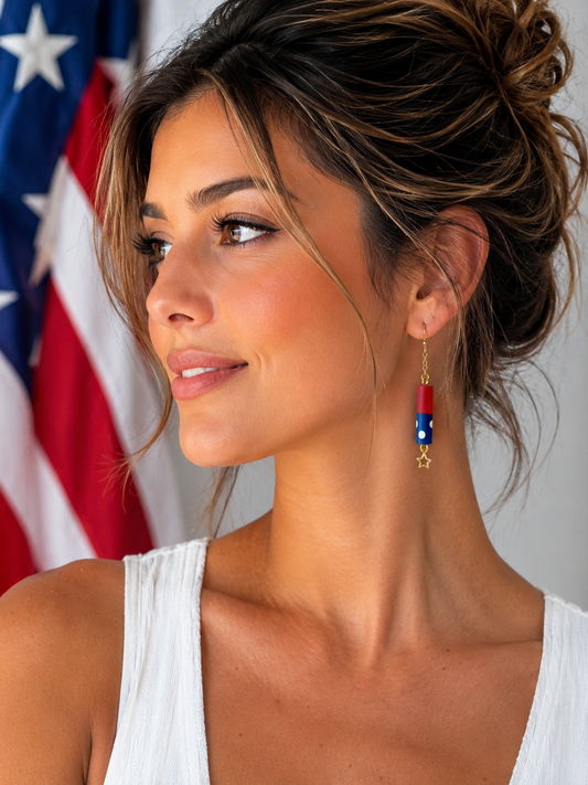 Red, White & Beautiful Summer Star Earrings