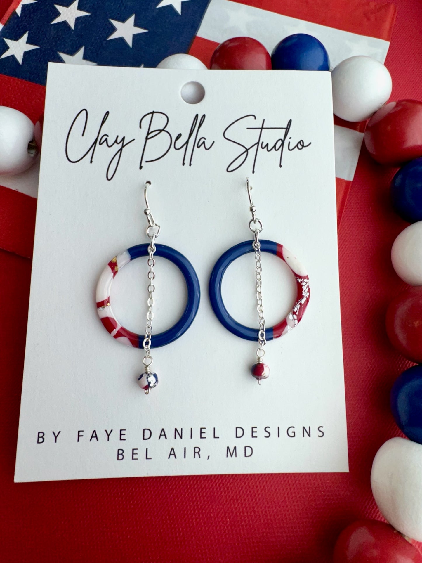 Red, White & Beautiful Americana Hoop Earrings